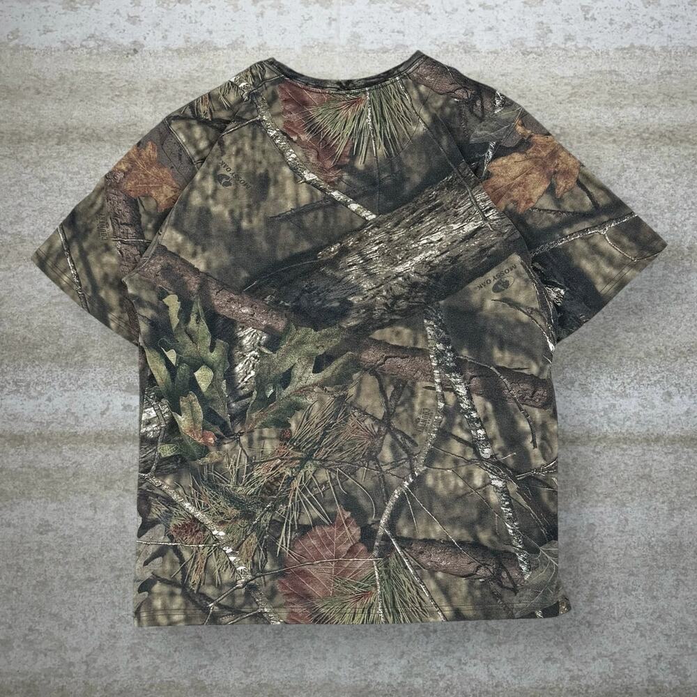 Vintage 90s Mossy Oak Hunting Camo Shirt Mens M Woodland Cotton Short Sleeve - Picture 2 of 3